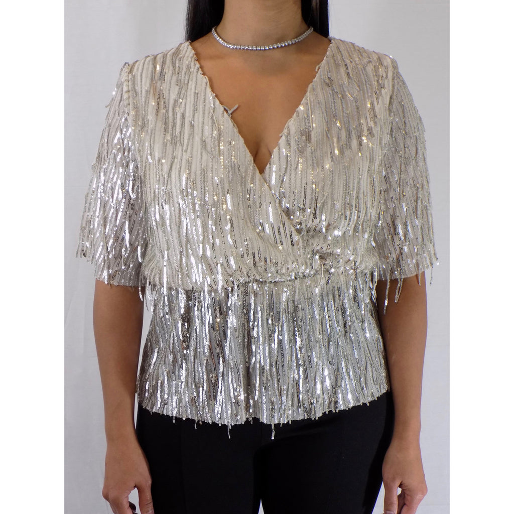 V-NECK SEQUIN TOP- Only Size Small Available